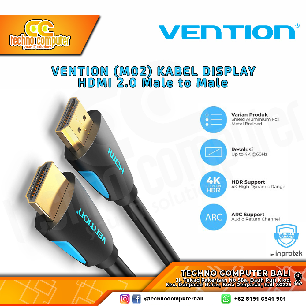 VENTION KABEL DISPLAY - Kabel HDMI - HDMI 2.0b Male to Male Ultra HD 4K - M02 5M