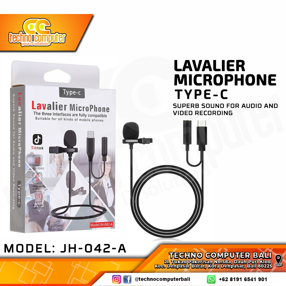 MICROPHONE LAVALIER JH-042-A Type-C - Clip-On Lavalier Microphone