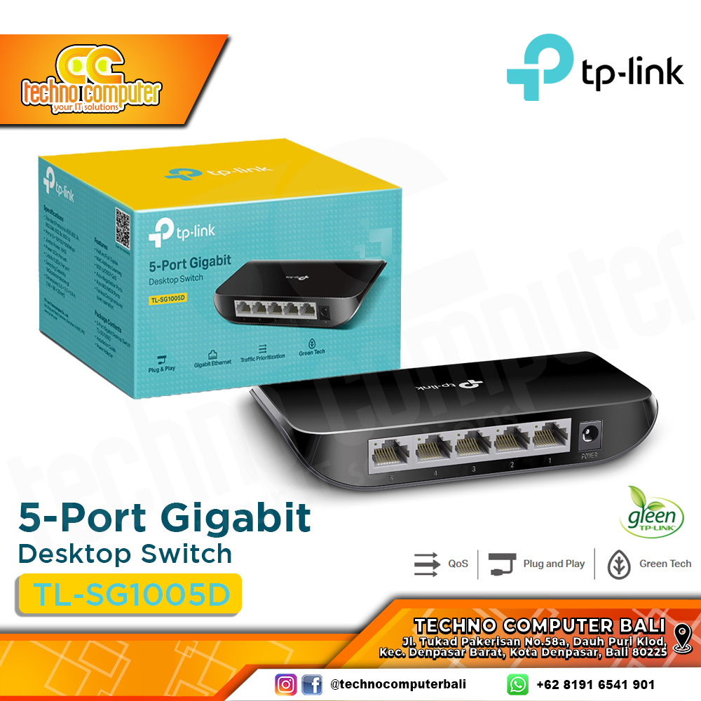SWITCH HUB TP-LINK TL-SG1005D 5 Port 10/100/1000Mbps Gigabit Desktop Switch