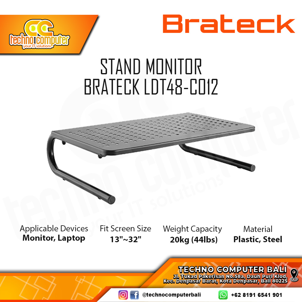 STAND MONITOR BRATECK STB-082 For Monitor & Laptop 13-32 inch - Matte Black