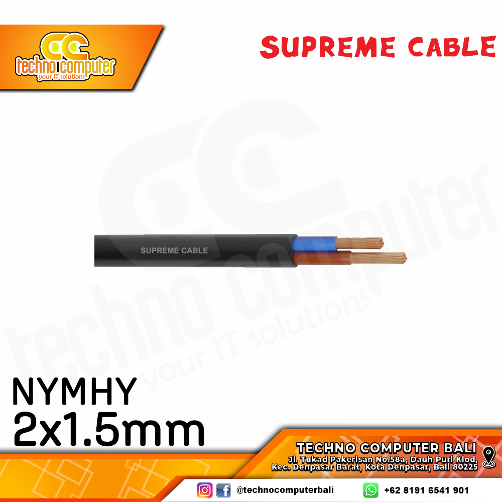 KABEL LISTRIK SUPREME NYMHY 2x1.5mm BLACK