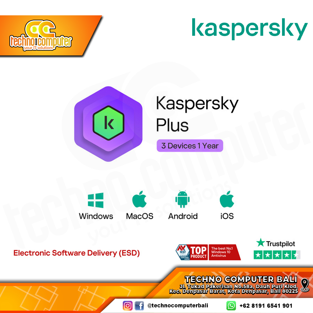 ANTI VIRUS KASPERSKY PLUS - 3 USER 1 YEAR (Scratch Card)