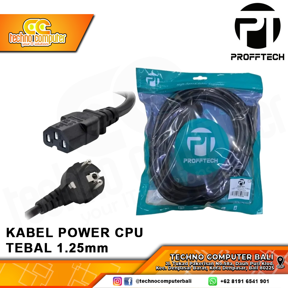 KABEL POWER CPU/MONITOR UNIVERSAL PROFFTECH - 5M