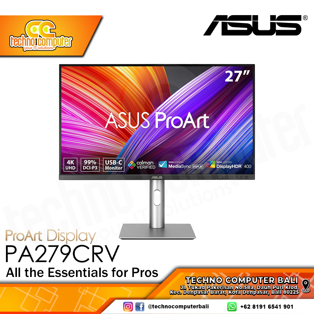 ASUS ProArt PA278CRV Professional Monitor - 27 inch, QHD (2560 x 1440), IPS, 100% sRGB