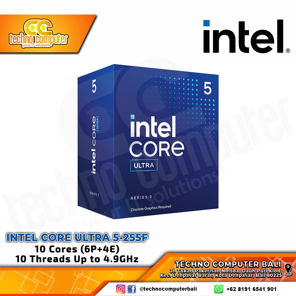 PROCESSOR INTEL CORE ULTRA 5-225F - 10 Cores (6P+4E) 10 Threads Up to 4.9GHz - Socket LGA1851