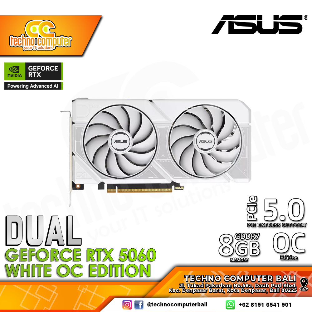 ASUS DUAL NVIDIA GeForce RTX 5060 White OC Edition 8GB GDDR7