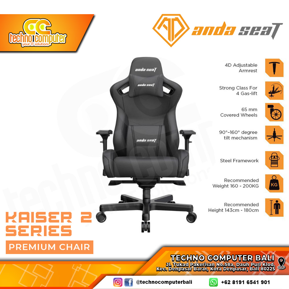 KURSI GAMING ANDA SEAT KAISER 2 XL GAMING CHAIR 4D Armrest - BLACK