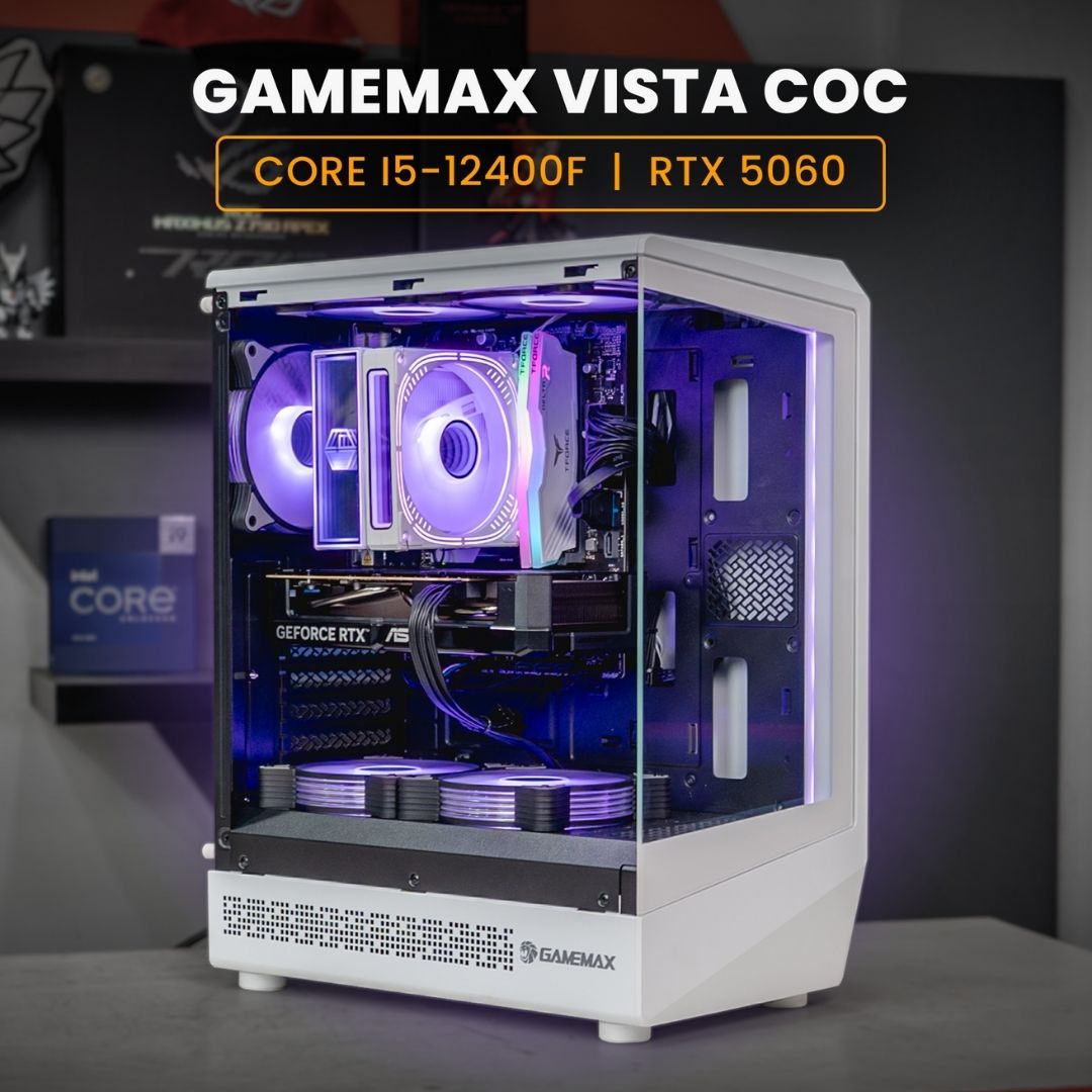 PC RAKITAN - CORE I5-12400F / RTX 5060 / GAMEMAX VISTA COC ATX White