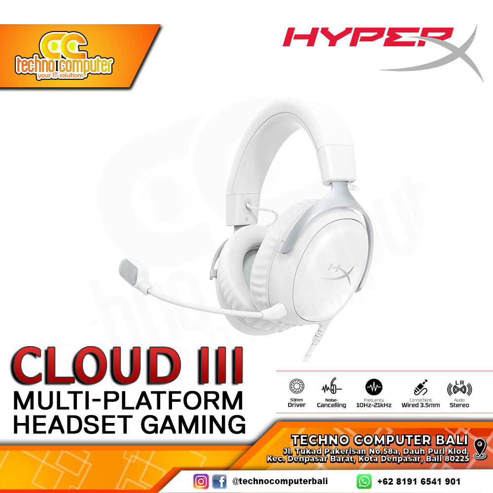 HEADSET HyperX Cloud III S Wireless - Gaming Headset Wireless (White)
