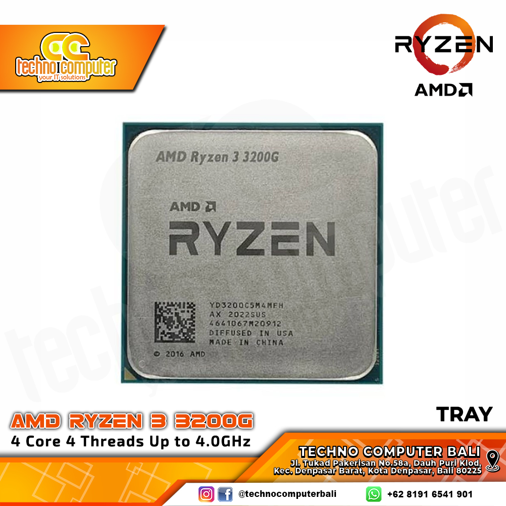 PROCESSOR AMD RYZEN 3 3200G - 4 Cores 4 Threads Up to 4.0GHz - Socket AM4 (TRAY)