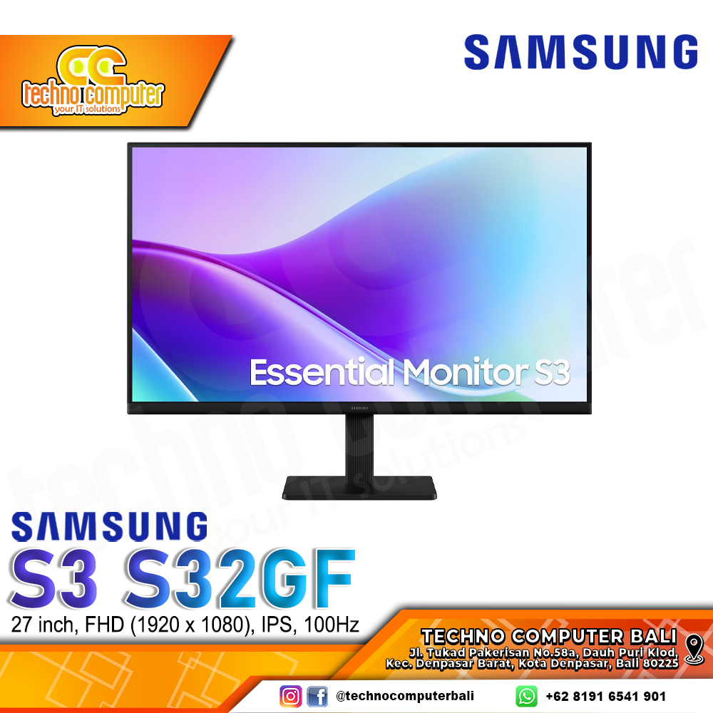 SAMSUNG Essential S3 S32GF LS27F320GAEXXF Monitor - 27 inch, FHD (1920 x 1080), IPS, 100Hz, 5ms