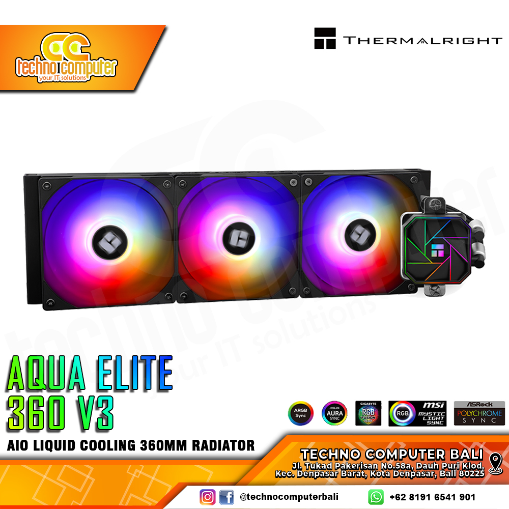 THERMALRIGHT AQUA ELITE 360 ARGB V3 BLACK - CPU Cooler - 360mm AIO Liquid Cooler