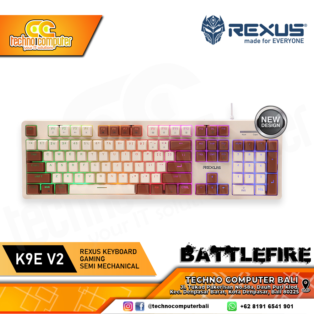 REXUS BATTLEFIRE RX-K9E V2 Cream Brown - Gaming Keyboard