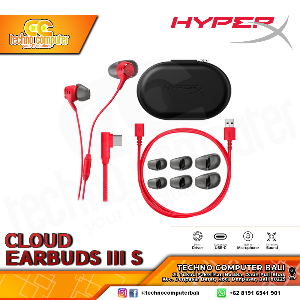 EARPHONE HyperX Cloud Earbuds III S (Type-C) - Gaming Earbuds (Red)
