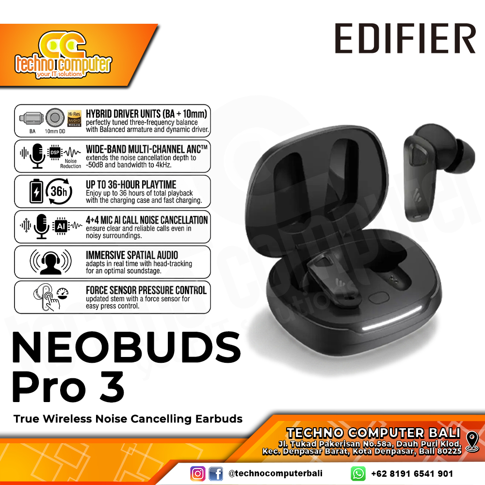 EARPHONE TWS EDIFIER NEOBUDS Pro 3 True Wireless Earbuds with ANC Black - Earphone Wireless