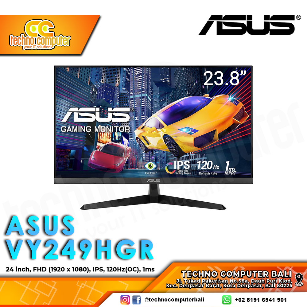 ASUS VY249HGR Gaming Monitor - 24 inch, FHD (1920 x 1080), IPS, 120Hz(OC), 1ms