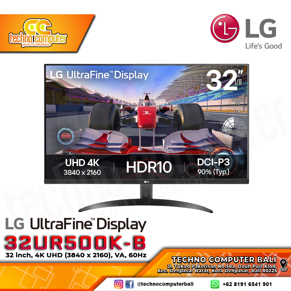 LG 32UR500K-B UltraFine Monitor - 32 inch, 4K UHD (3840 x 2160), VA, 60Hz